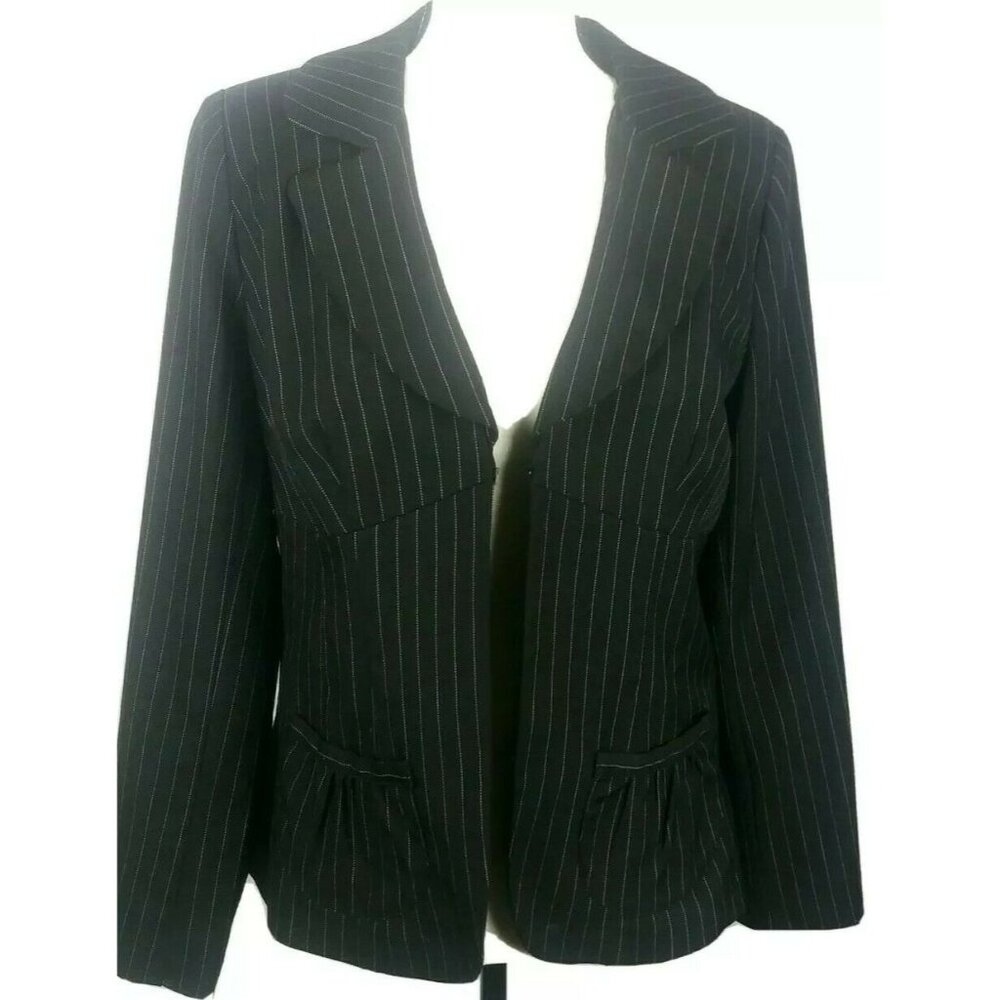 Canyon River Blues Black Blazer Jacket Sz Medium Pinstripe - Picture 10 of 10
